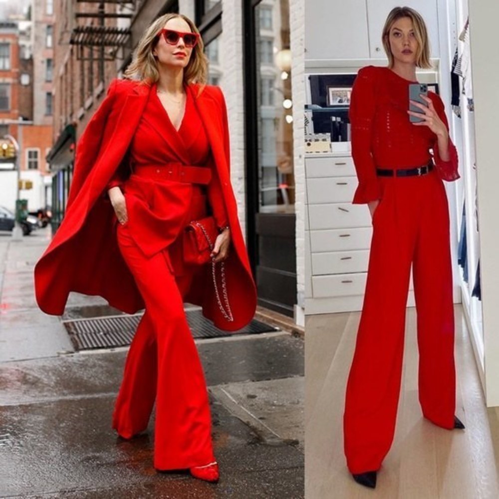 Alice + Olivia Red Wide Leg Pants